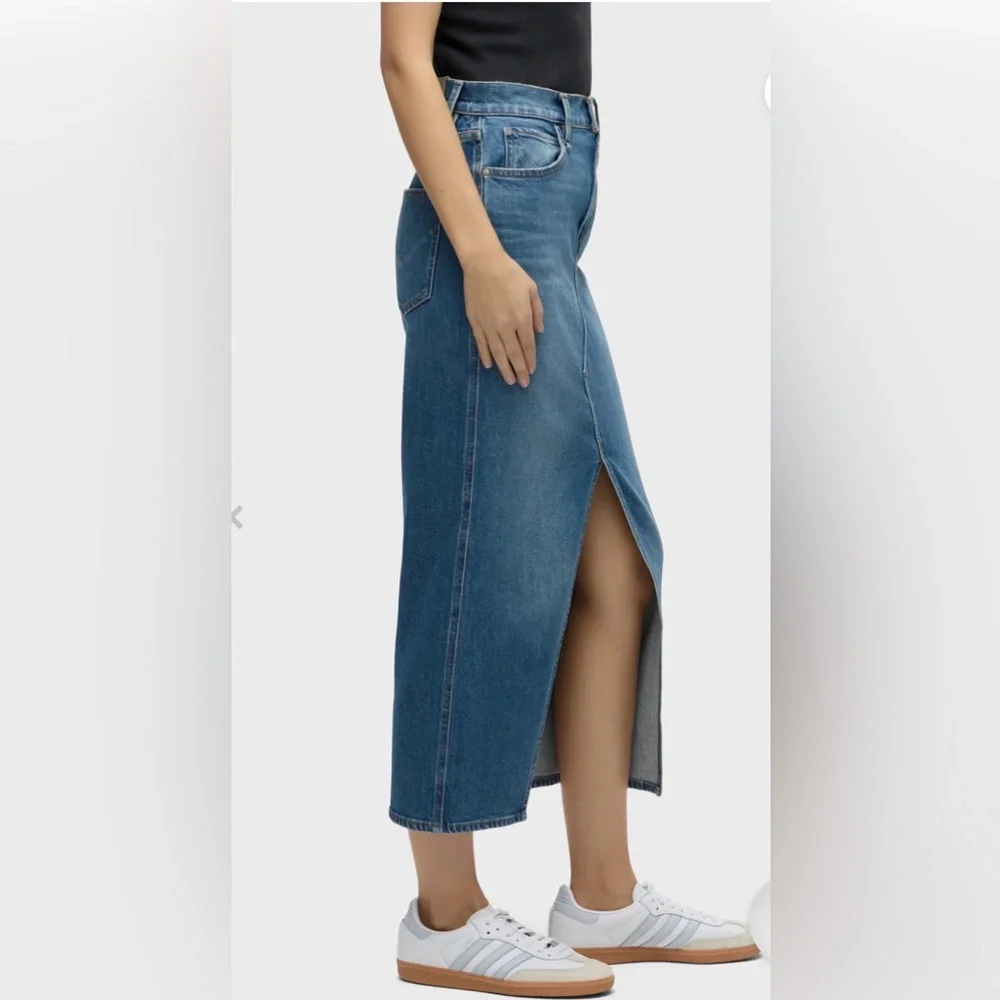 Hudson Jeans Blue Denim Slit Maxi Skirt - Picture 2 of 5